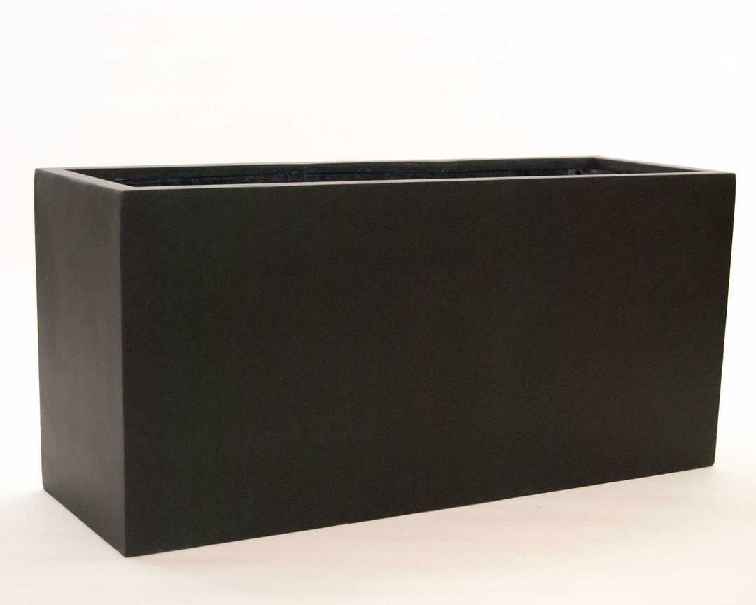 Elegant Einrichten | Pflanzkübel | Fiberglas | rechteckig | 60x25x30cm | schwarz-matt