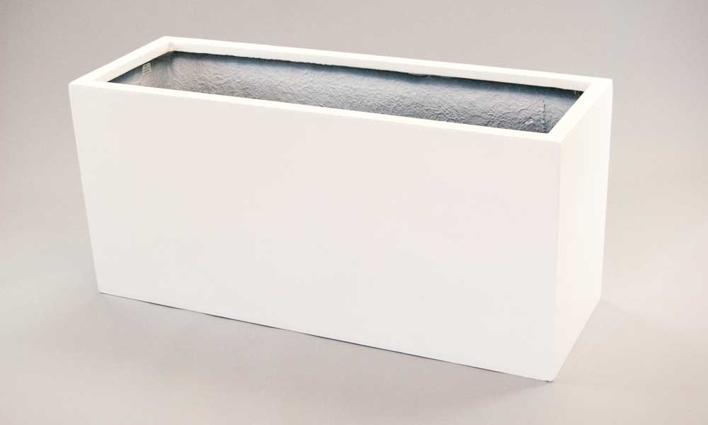 Elegant Einrichten | Pflanzkübel | Fiberglas | rechteckig | 84x30x40cm | hochglanz weiß.