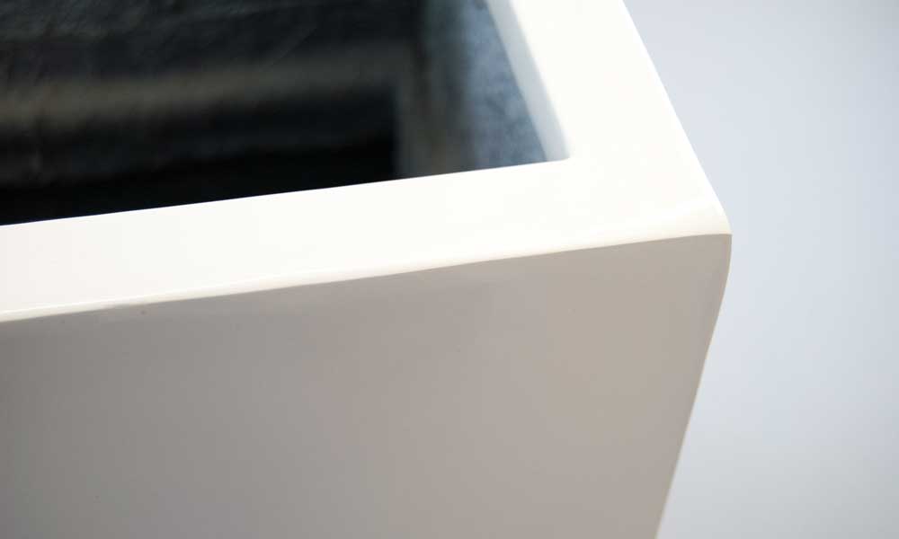 Elegant Einrichten | Pflanzkübel | Fiberglas | rechteckig | 84x30x40cm | hochglanz weiß.