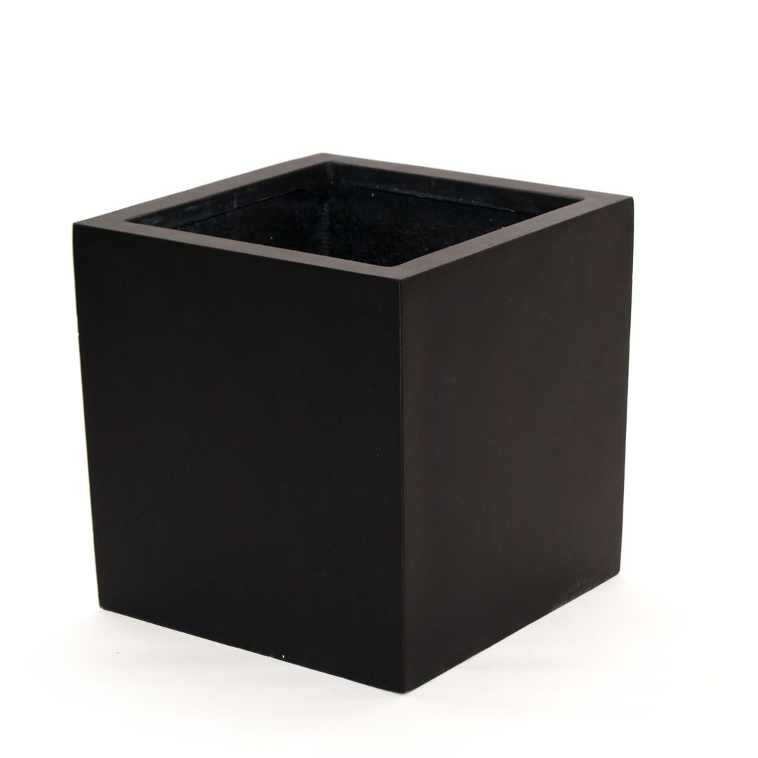 Elegant Einrichten | Pflanzkübel | Fiberglas | quadratisch | 40x40x40cm | elegant schwarz-matt.