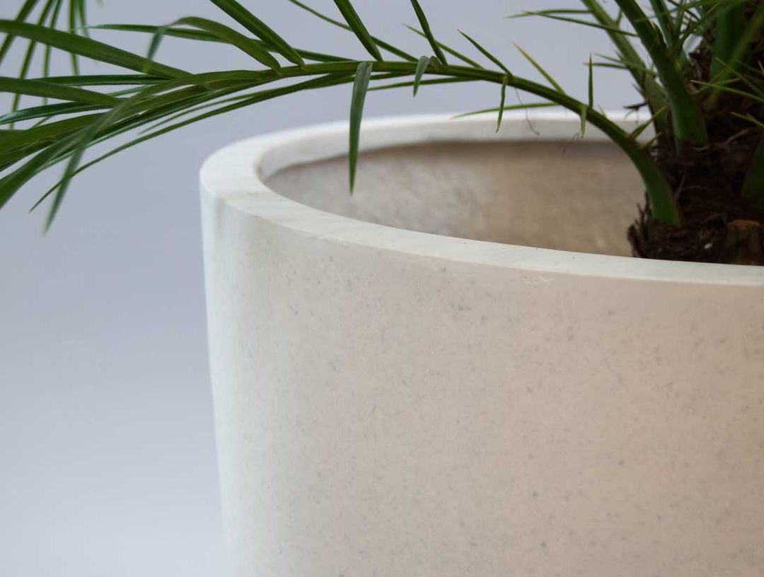 Elegant Einrichten | Pflanzkübel | Fiberglas | rund konisch | D40xH40cm | perlmutt weiß.