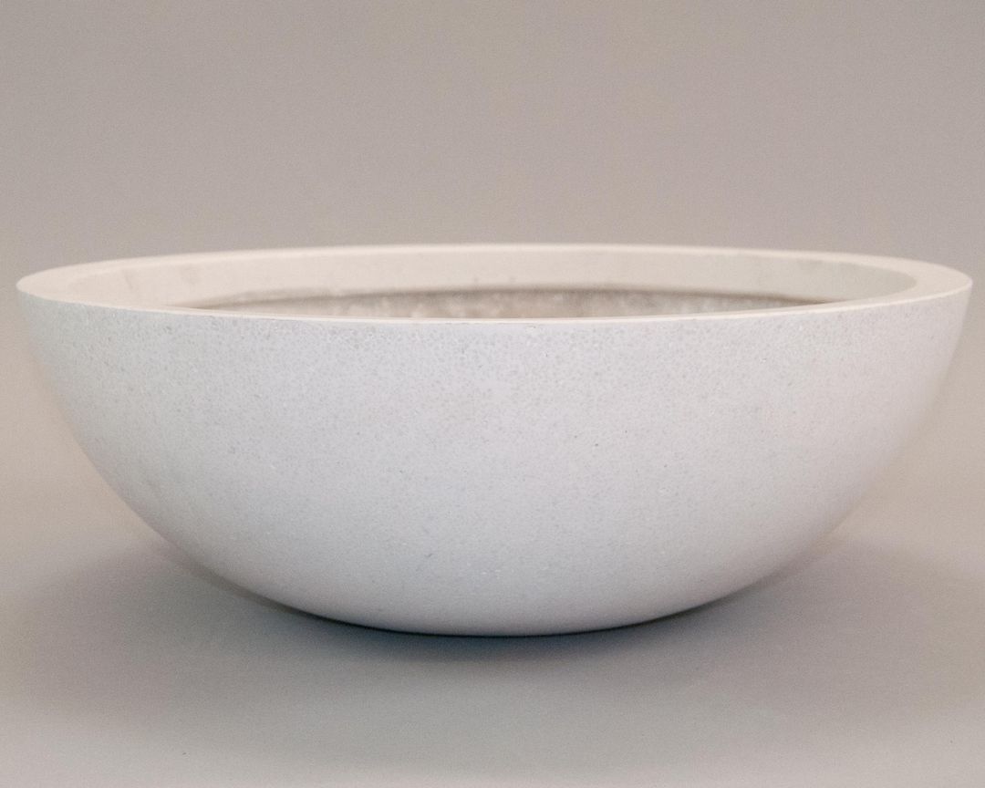 Elegant Einrichten | Pflanzkübel | Fiberglas | rund | D34xH12cm | perlmutt weiß.