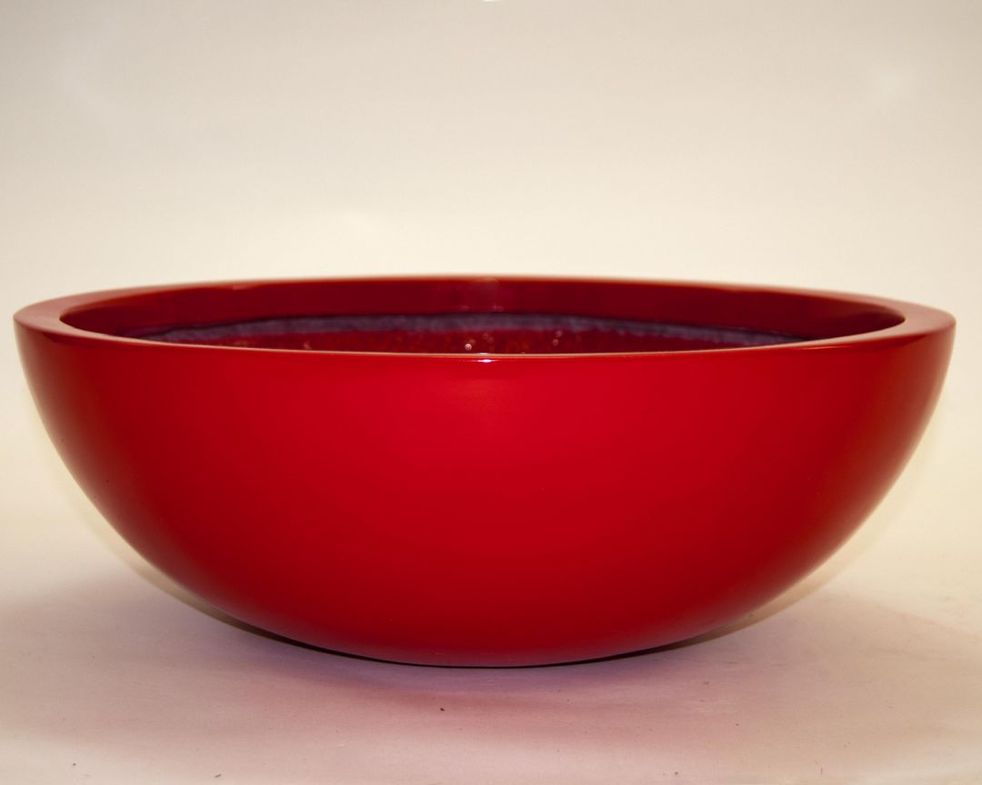 Elegant Einrichten | Pflanzkübel | Fiberglas | rund | D46xH16cm | hochglanz rot