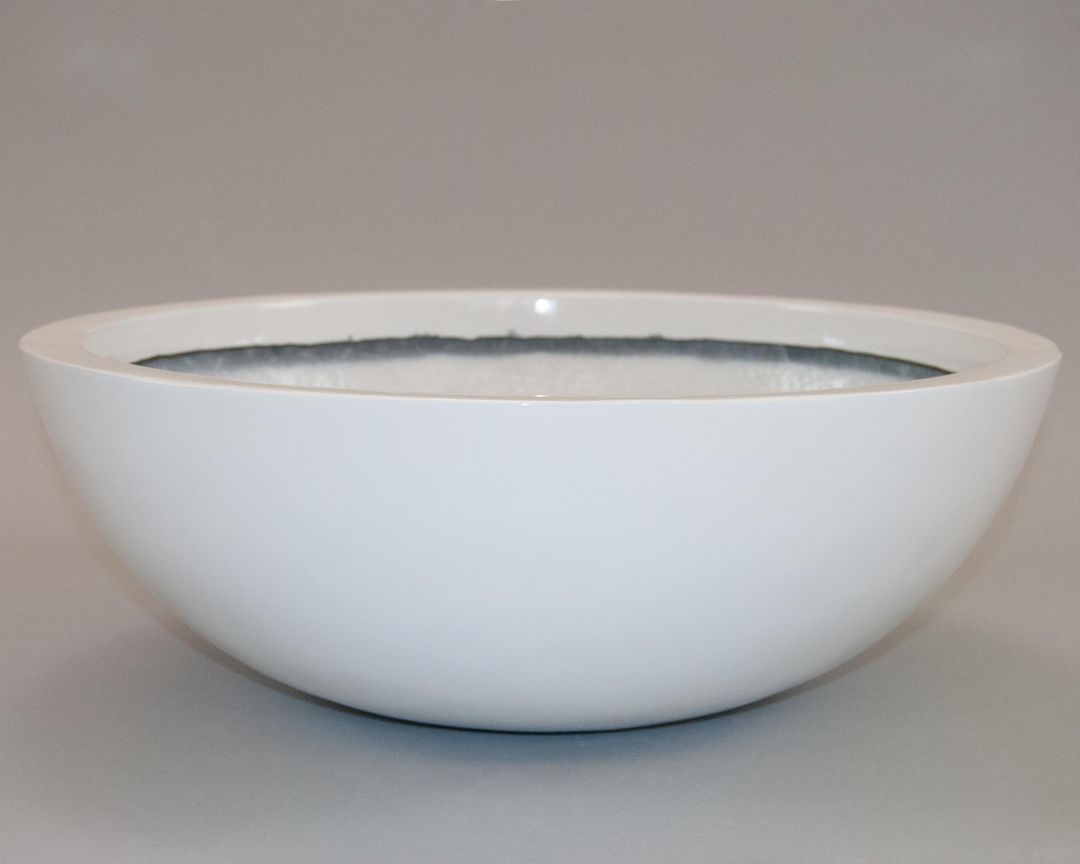 Elegant Einrichten | Pflanzkübel | Fiberglas | rund | D55xH19cm | hochglanz weiß