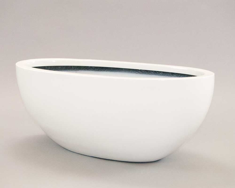 Elegant Einrichten | Pflanzkübel | Fiberglas | oval | 51x23xH18cm | hochglanz weiß.