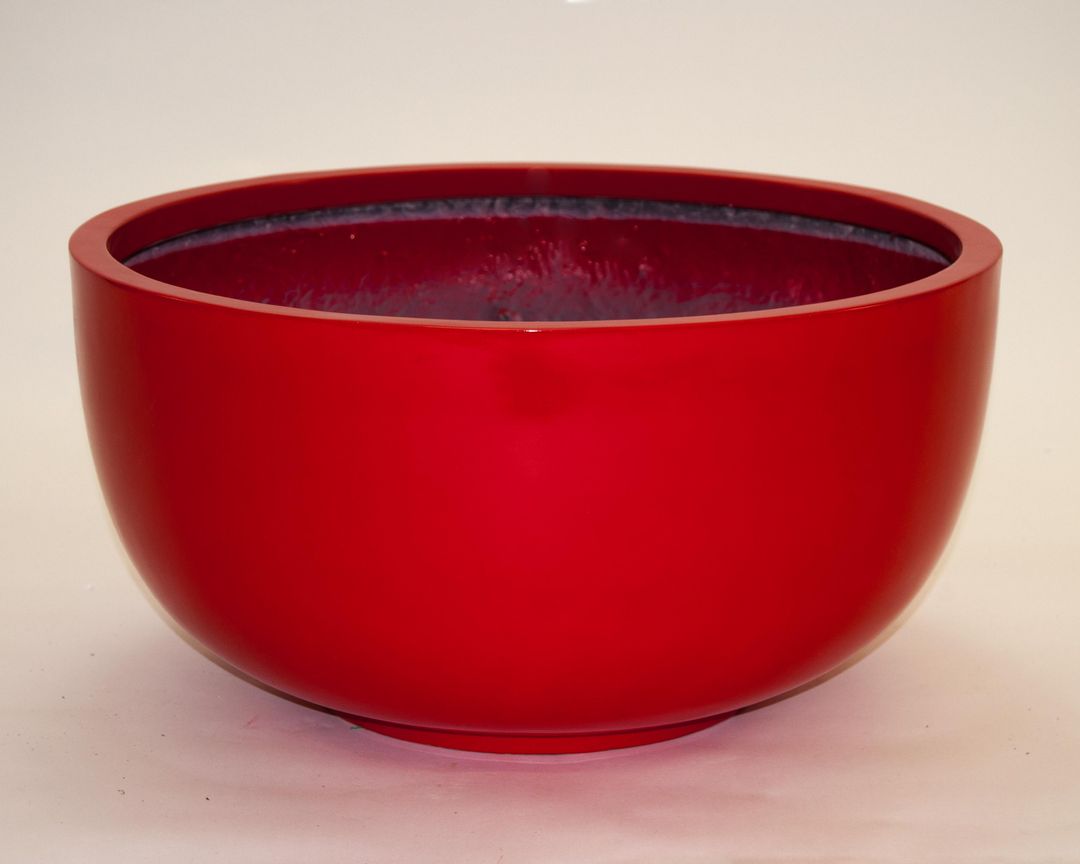 Elegant Einrichten | Pflanzkübel | Fiberglas | rund | D60xH30cm | hochglanz rot