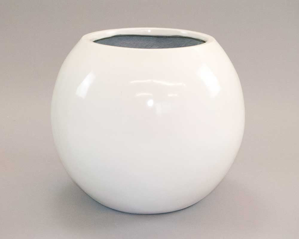 Elegant Einrichten | Pflanzkübel | Fiberglas | Ball | D40xH32cm | hochglanz weiß