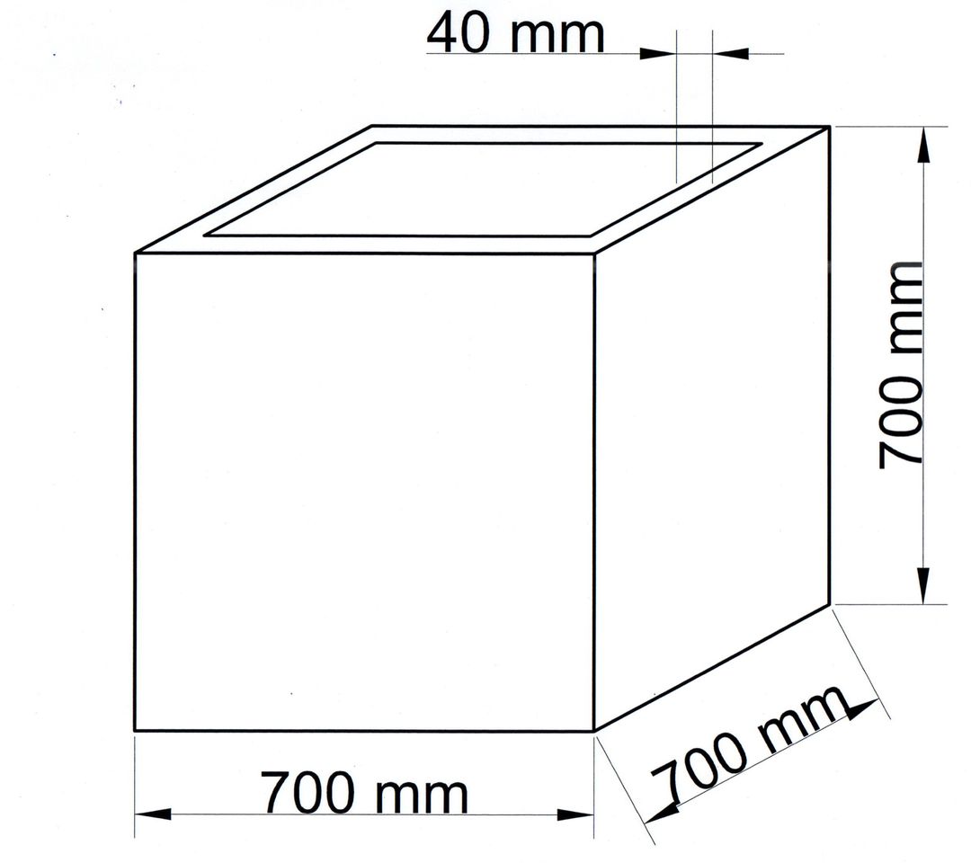 Pflanzkübel | Fiberglas | Stein-Optik | quadratisch | 70x70x70cm | elegant schwarz-matt