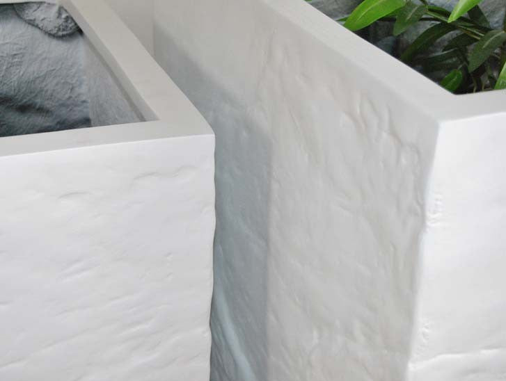 Elegant Einrichten | Pflanzkübel | Fiberglas | Stein-Optik | quadratisch | 50x50x50cm | weiß.