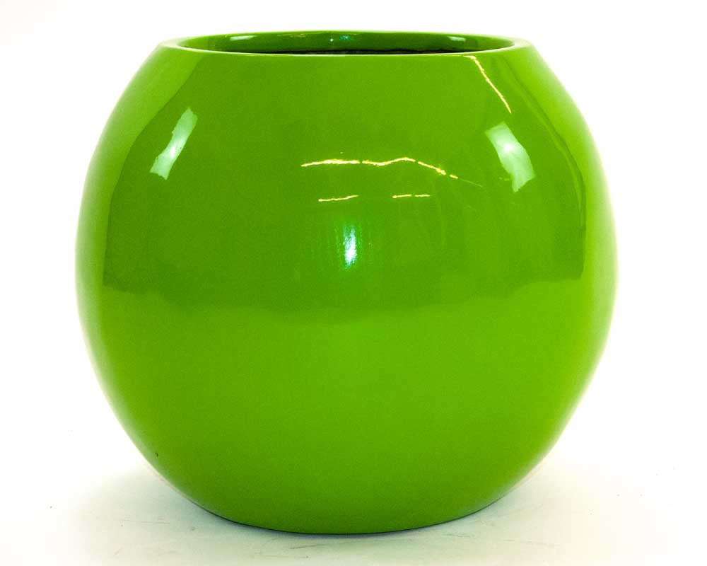 Elegant Einrichten | Pflanzkübel | Fiberglas | Ball | D62xH48cm | hochglanz avocado grün