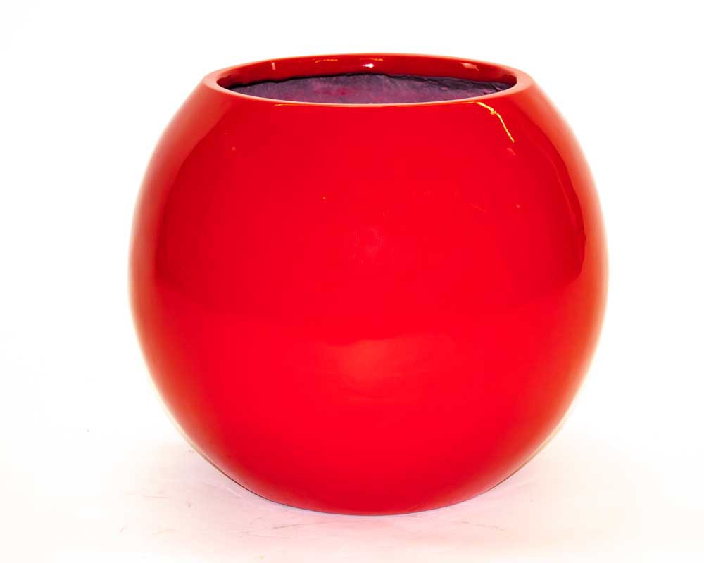 Elegant Einrichten | Pflanzkübel | Fiberglas | Ball | D40xH32cm | hochglanz rot
