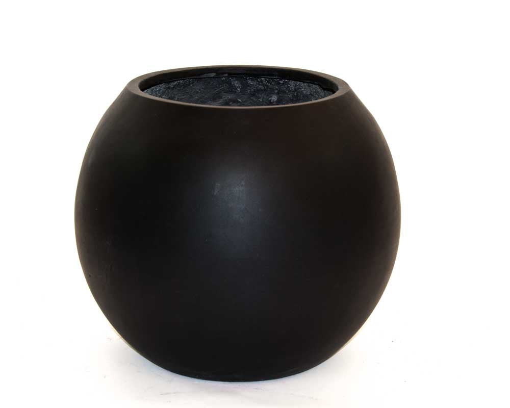 Elegant Einrichten | Pflanzkübel | Fiberglas | Ball | D62xH48cm | elegant schwarz-matt.