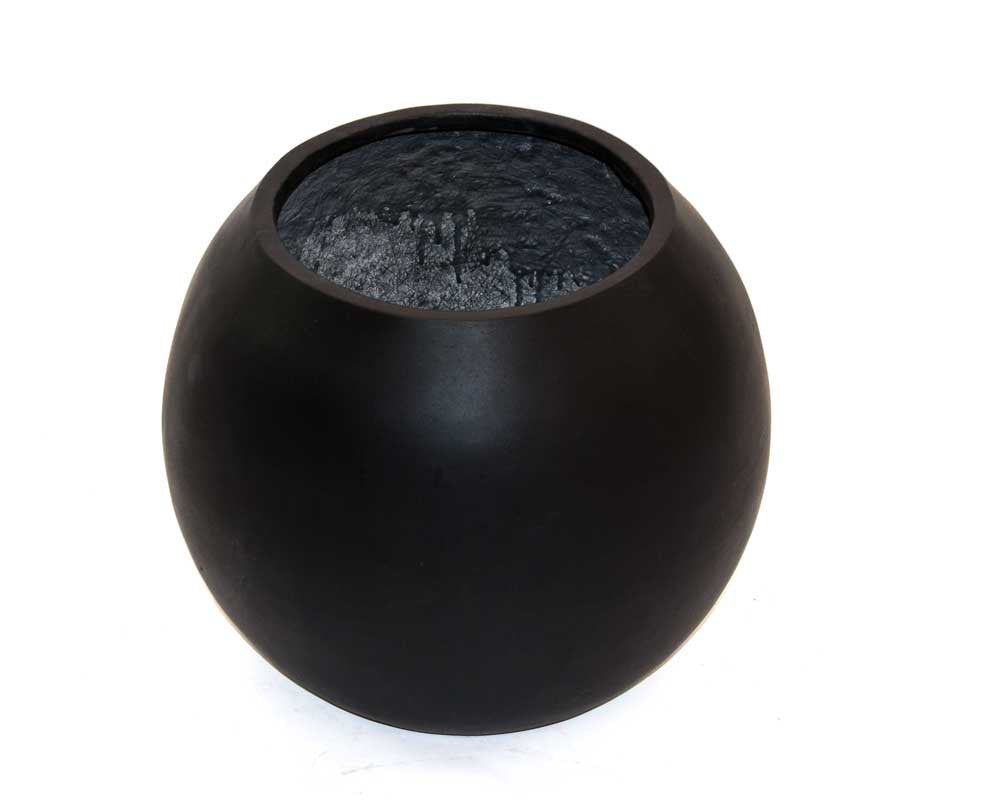Elegant Einrichten | Pflanzkübel | Fiberglas | Ball | D40xH32cm | elegant schwarz-matt.