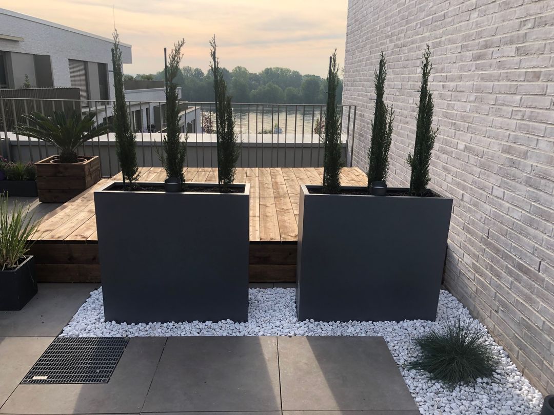 Elegant Einrichten | Pflanzkübel | Fiberglas | rechteckig | 108x40x100cm | anthrazit-metallic.