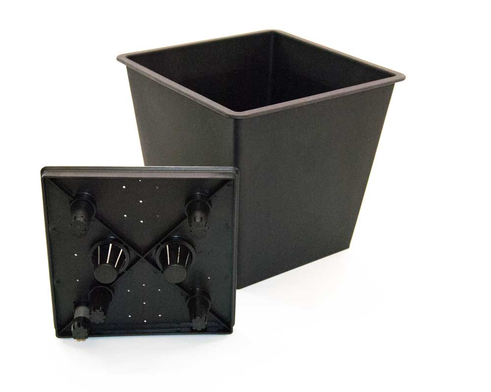 Blumenkübel quadratisch, konisch Polyrattan 26x26x24cm Mocca 5er Set