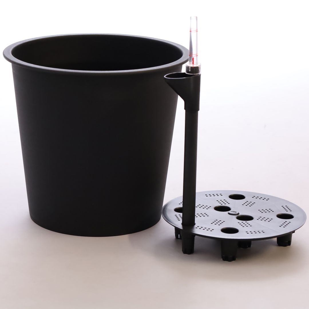 Elegant Einrichten | Kunststoffeinsatz  | rund konisch | D26xH24cm | schwarz | mit Bewässerungssystem.