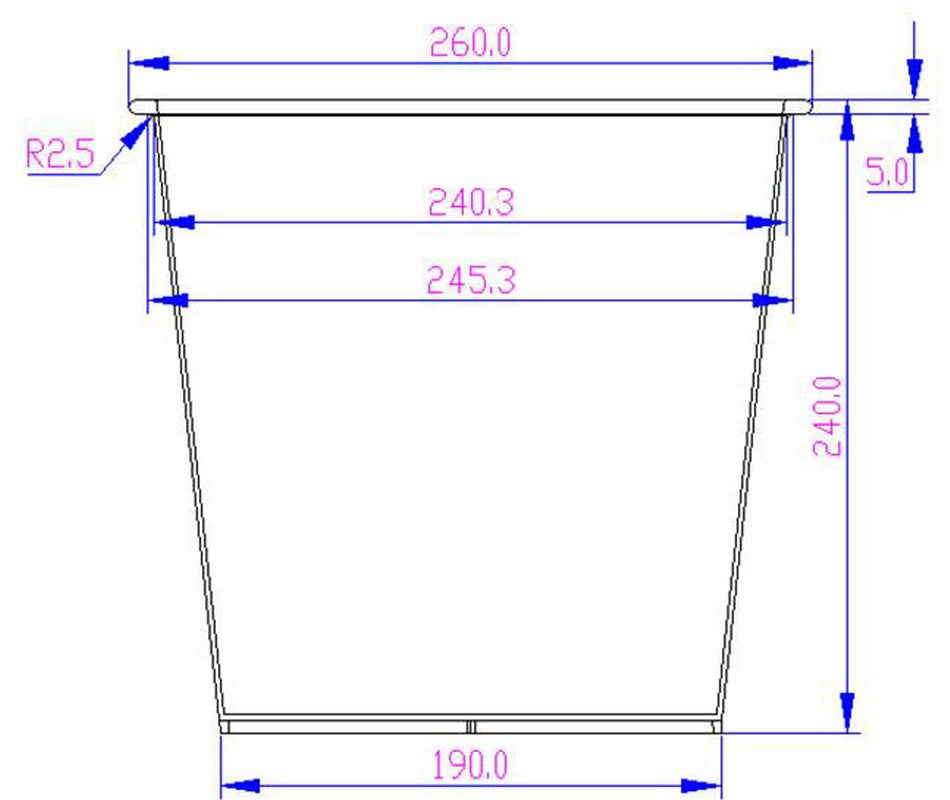 Elegant Einrichten | Kunststoffeinsatz  | rund konisch | D26xH24cm | schwarz | mit Bewässerungssystem.