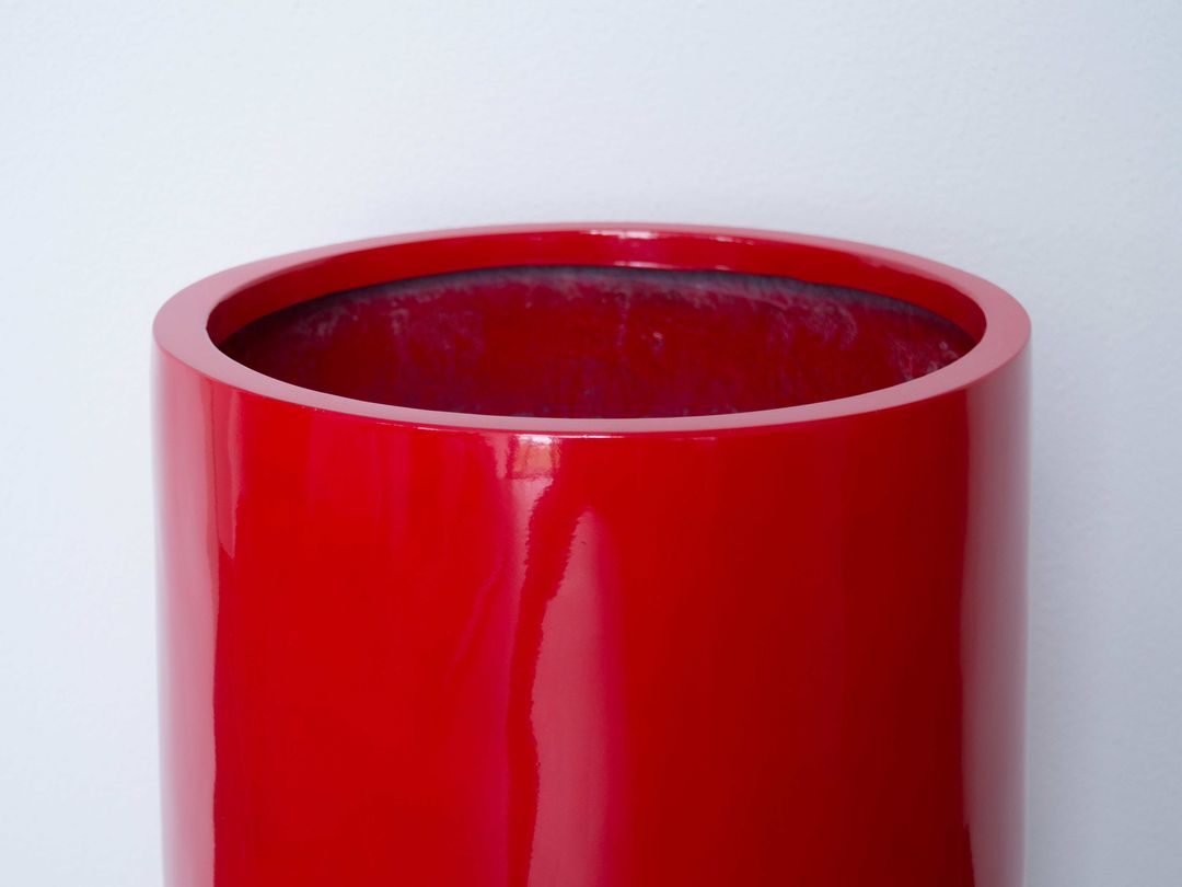Elegant Einrichten | Pflanzkübel | Fiberglas | rund konisch | D55xH110cm | hochglanz rot.