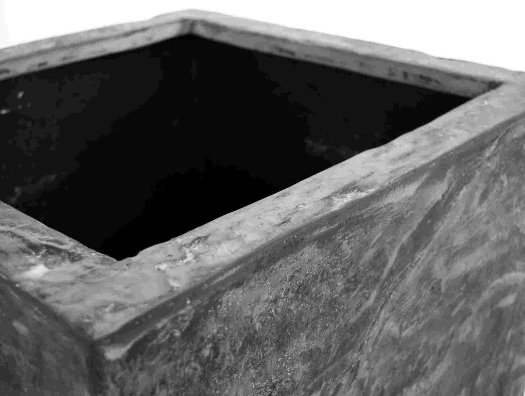 Elegant Einrichten | Pflanzkübel | Fiberglas | Stein-Optik | quadratisch | 50x50x50cm | anthrazit grau.