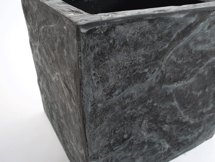 Elegant Einrichten | Pflanzkübel | Fiberglas | Stein-Optik | quadratisch | 30x30x30cm | anthrazit grau.