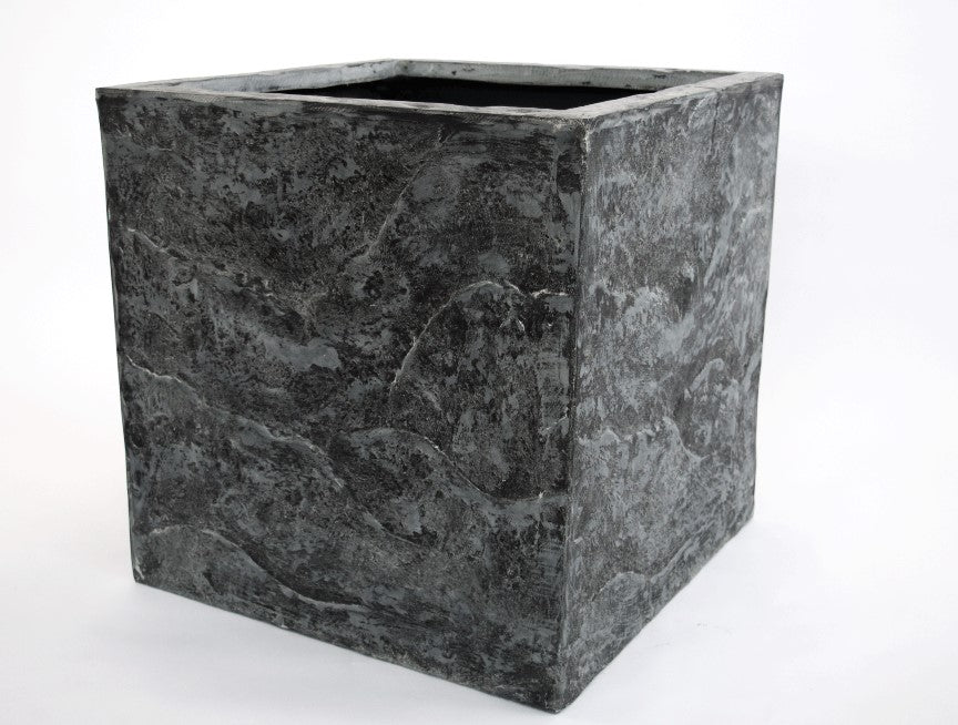 Elegant Einrichten | Pflanzkübel | Fiberglas | quadratisch | Stein-Optik | 70x70x70cm | anthrazit grau.