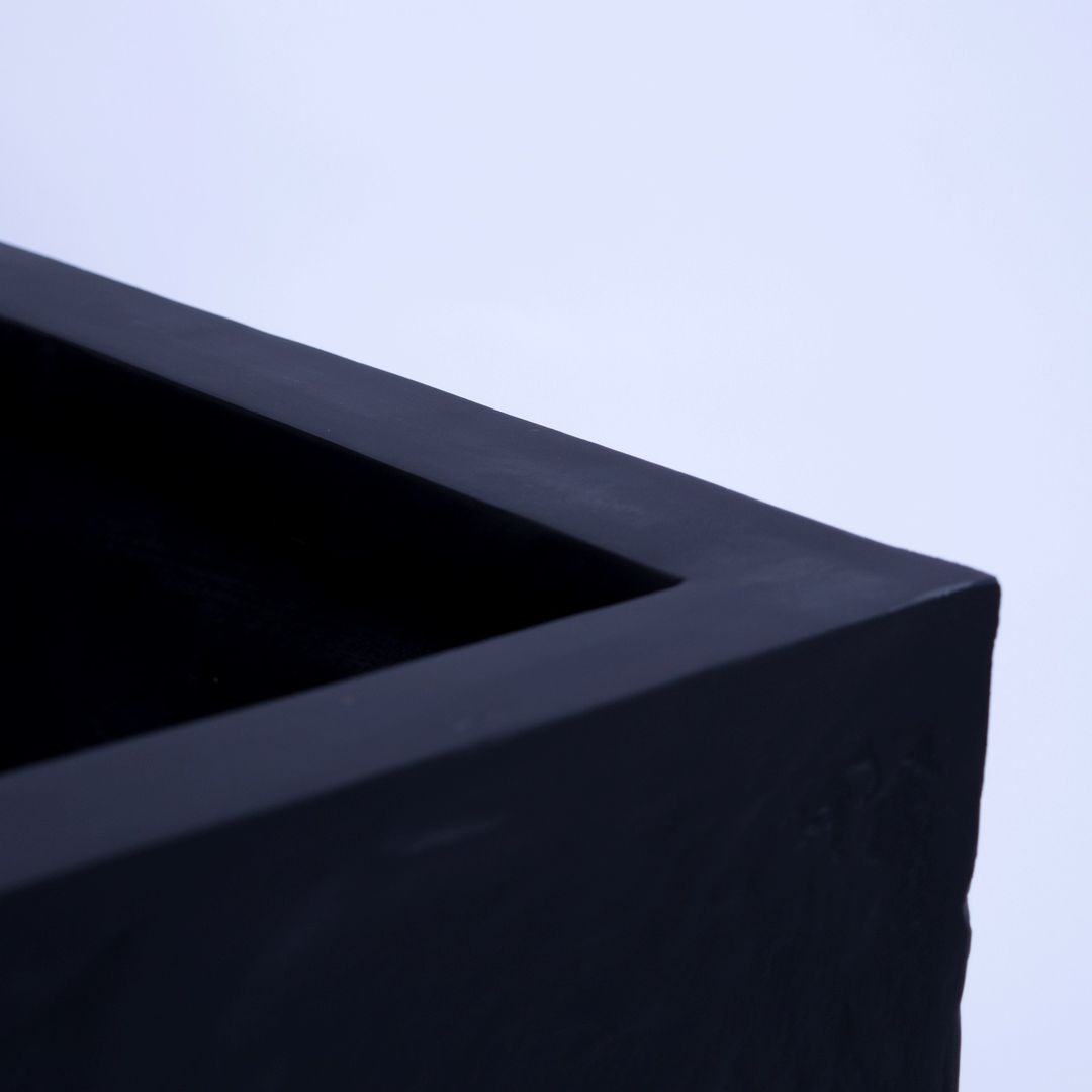 Elegant Einrichten | Pflanzkübel | Fiberglas | Stein-Optik | quadratisch | 60x60x60cm | elegant schwarz.