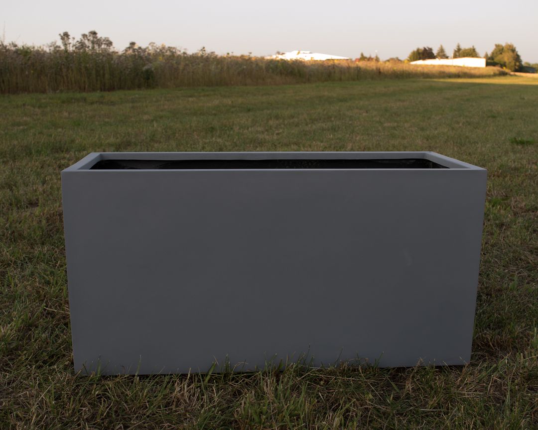Elegant Einrichten | Pflanzkübel | Fiberglas | rechteckig | 100x40x50cm | grau