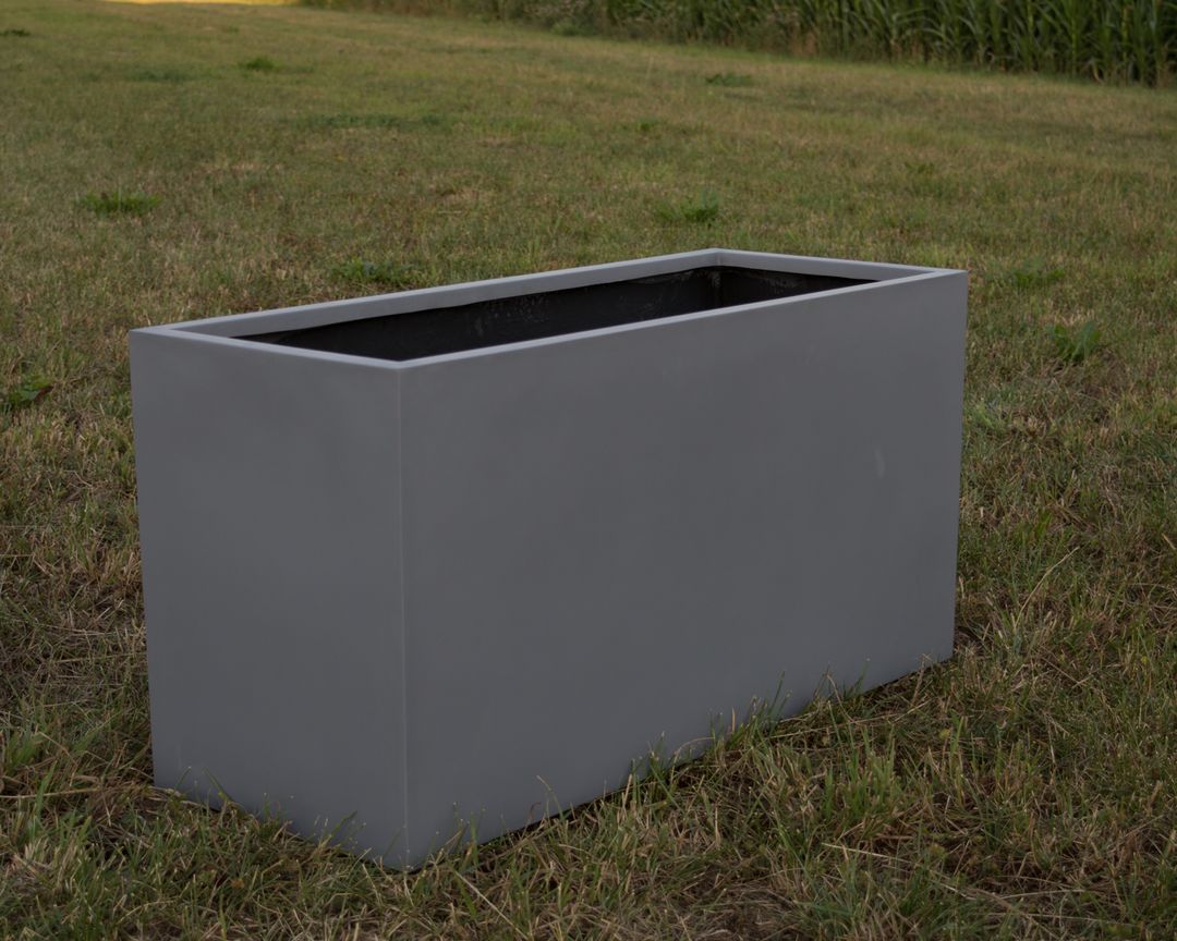 Elegant Einrichten | Pflanzkübel | Fiberglas | rechteckig | 100x40x50cm | grau