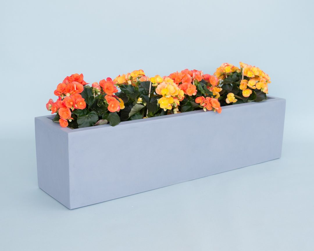 Elegant Einrichten | Pflanzkübel | Fiberglas | rechteckig | 100x25x25cm | grau