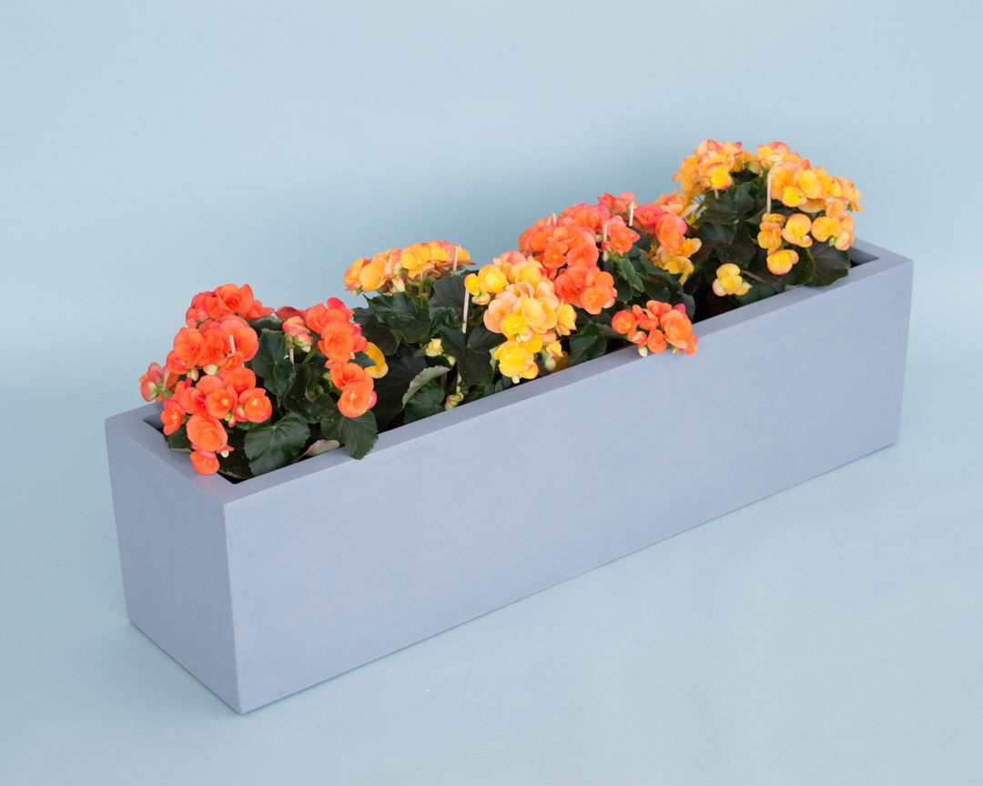 Elegant Einrichten | Pflanzkübel | Fiberglas | rechteckig | 100x25x25cm | grau