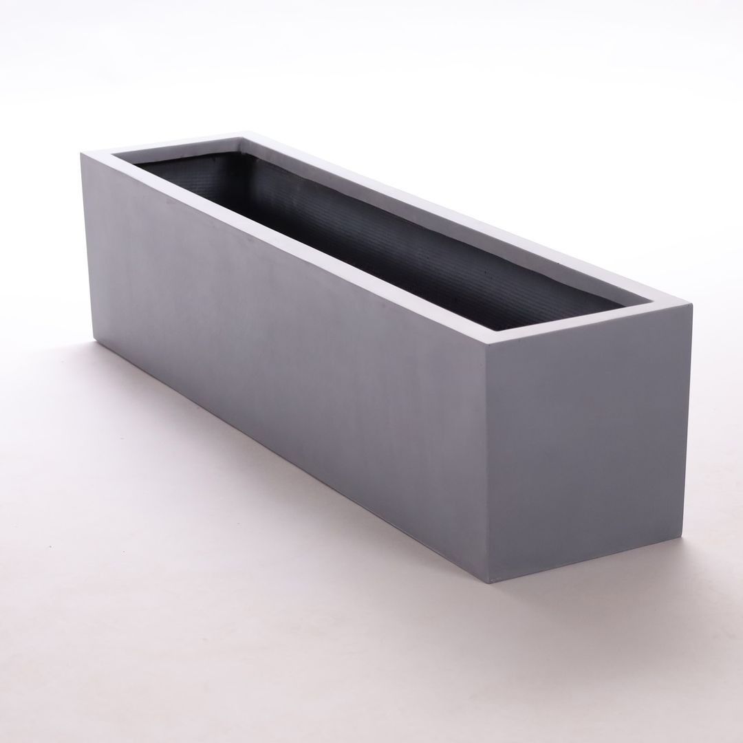 Elegant Einrichten | Pflanzkübel | Fiberglas | rechteckig | 100x25x25cm | grau