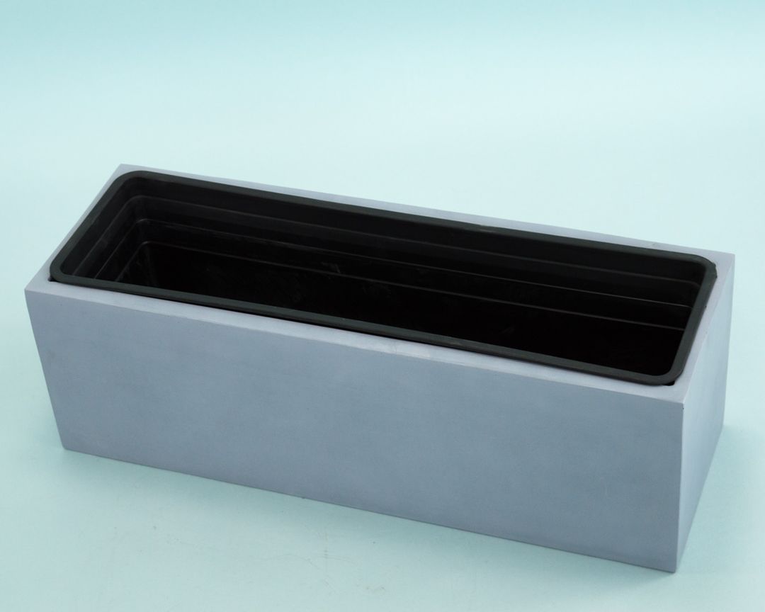 Elegant Einrichten | Pflanzkübel | Fiberglas | rechteckig | 61x21x20cm | grau