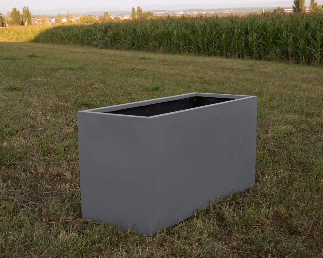 Elegant Einrichten | Pflanzkübel | Fiberglas | rechteckig | 60x25x30cm | grau