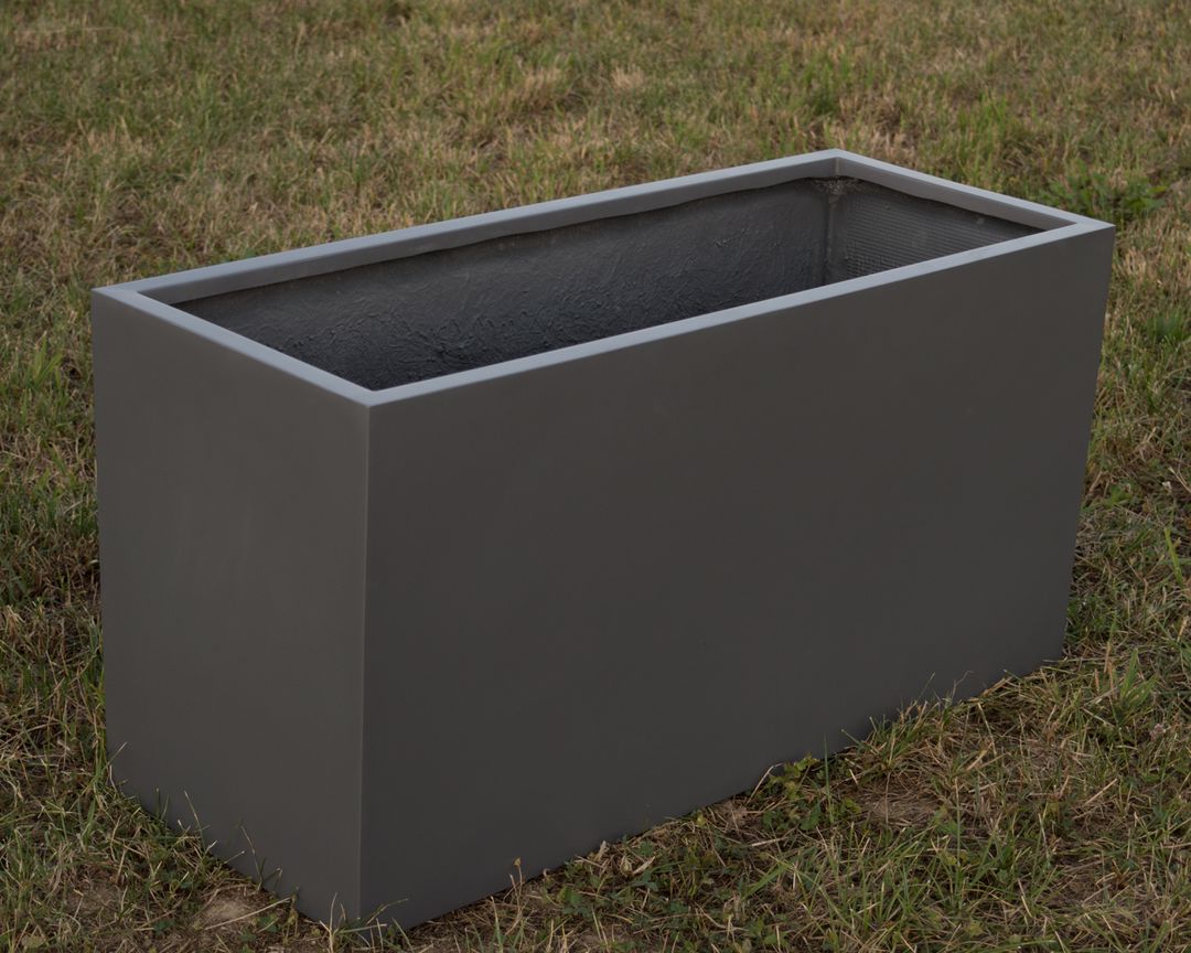 Elegant Einrichten | Pflanzkübel | Fiberglas | rechteckig |anthrazit metallic | 100x40x50cm
