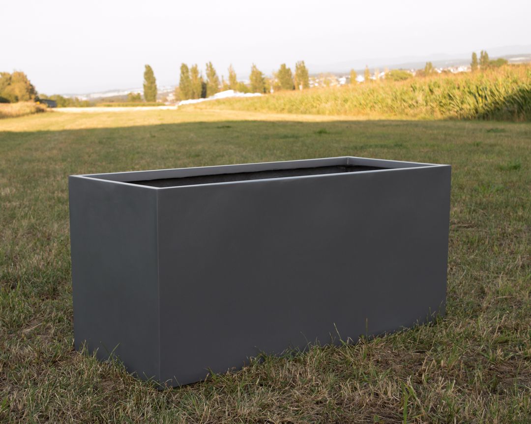 Elegant Einrichten | Pflanzkübel | Fiberglas | rechteckig | anthrazit metallic | 150x62x70cm