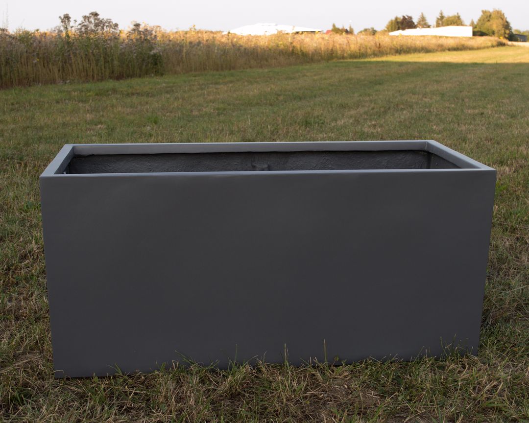 Elegant Einrichten | Pflanzkübel | Fiberglas | rechteckig | anthrazit metallic | 150x62x70cm
