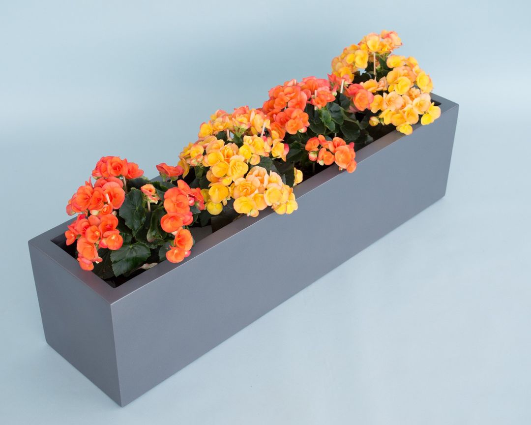 Elegant Einrichten | Pflanzkübel | Fiberglas | rechteckig | 100x25x25cm | anthrazit metallic