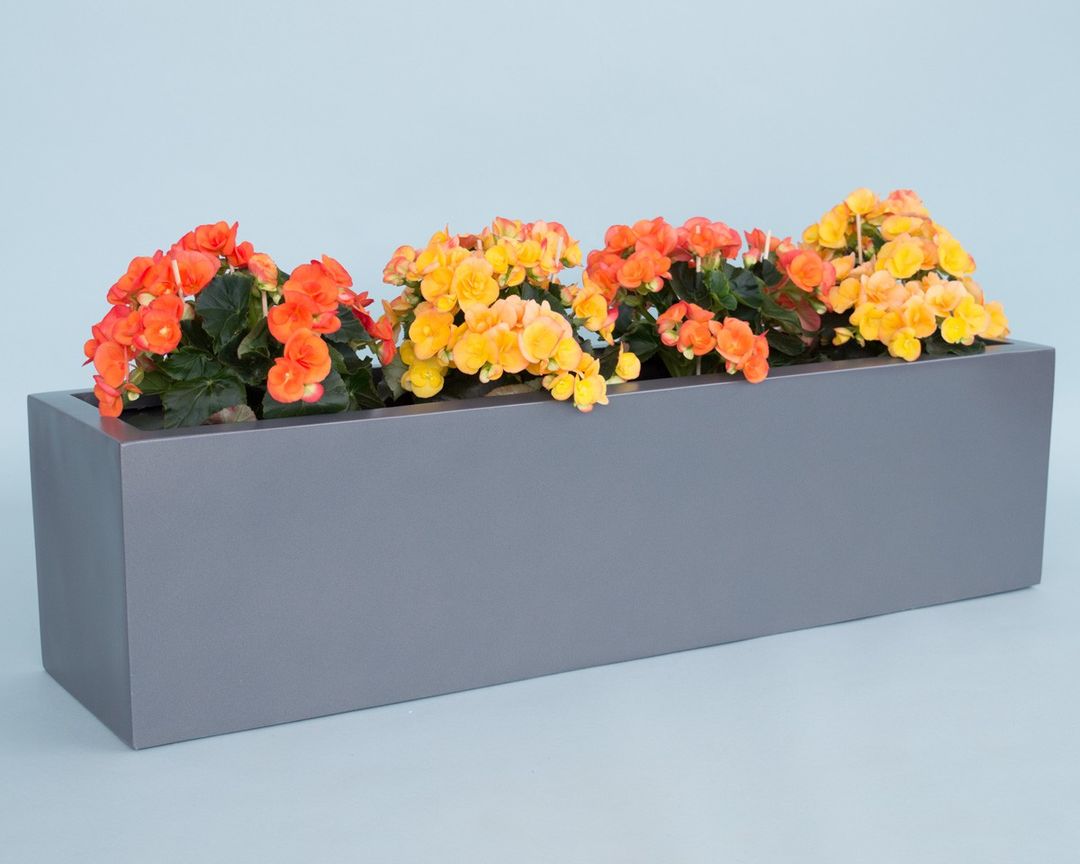 Elegant Einrichten | Pflanzkübel | Fiberglas | rechteckig | 100x25x25cm | anthrazit metallic