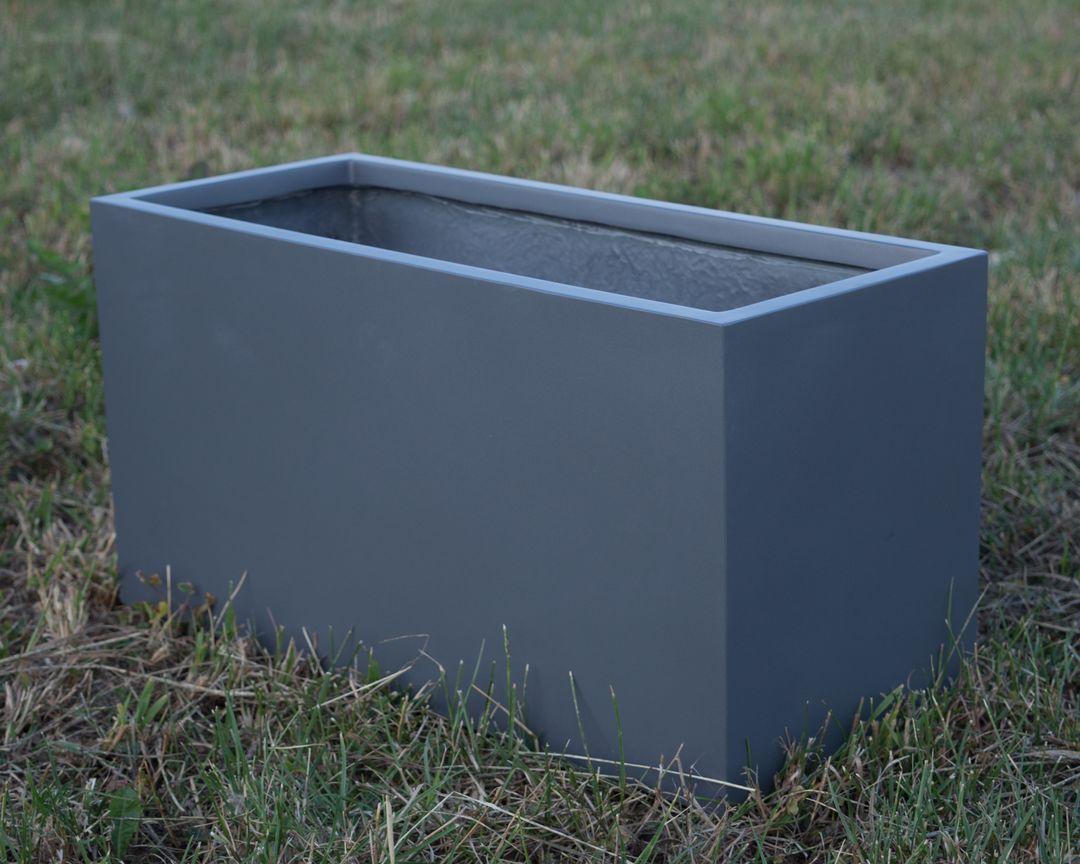 Elegant Einrichten | Pflanzkübel | Fiberglas | rechteckig | anthrazit metallic | 60x25x30cm