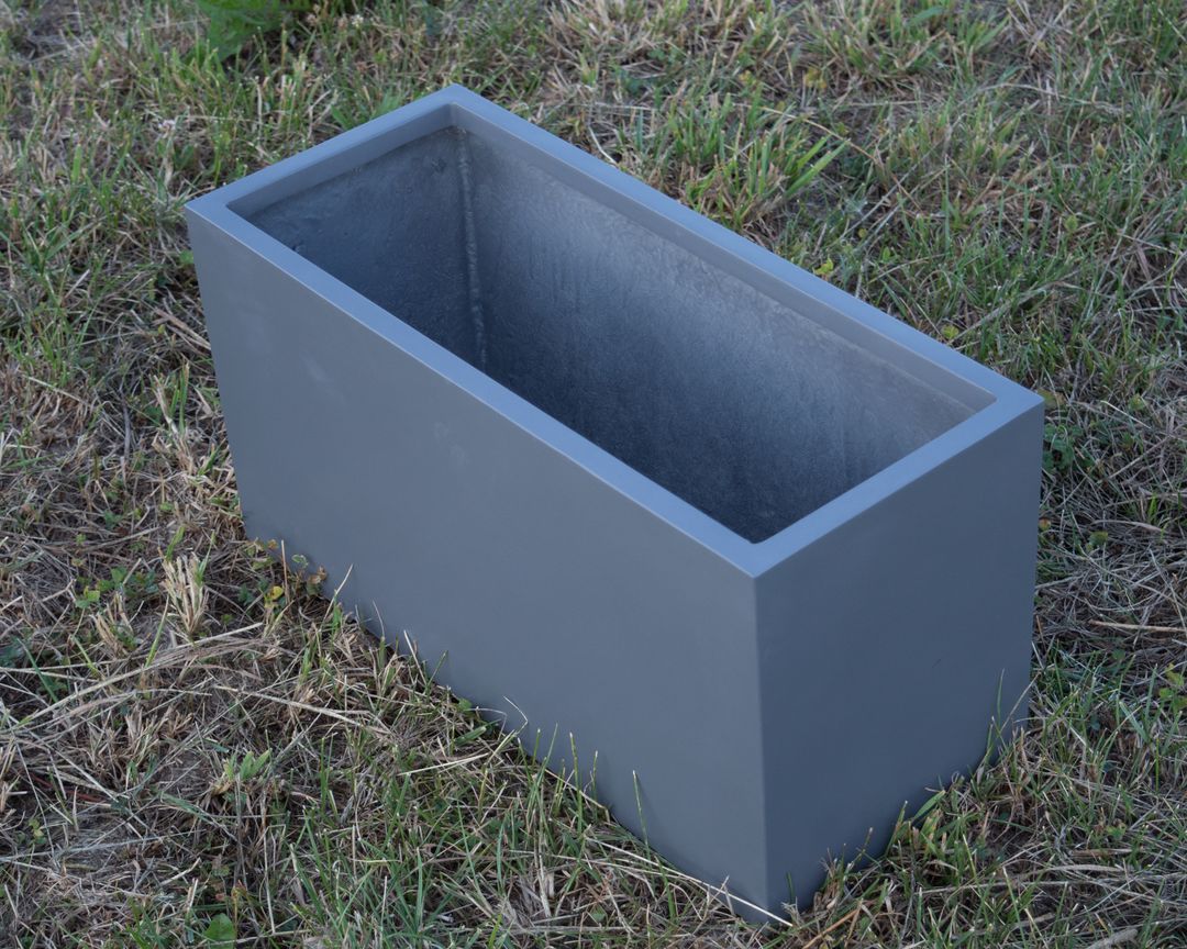 Elegant Einrichten | Pflanzkübel | Fiberglas | rechteckig | anthrazit metallic | 60x25x30cm