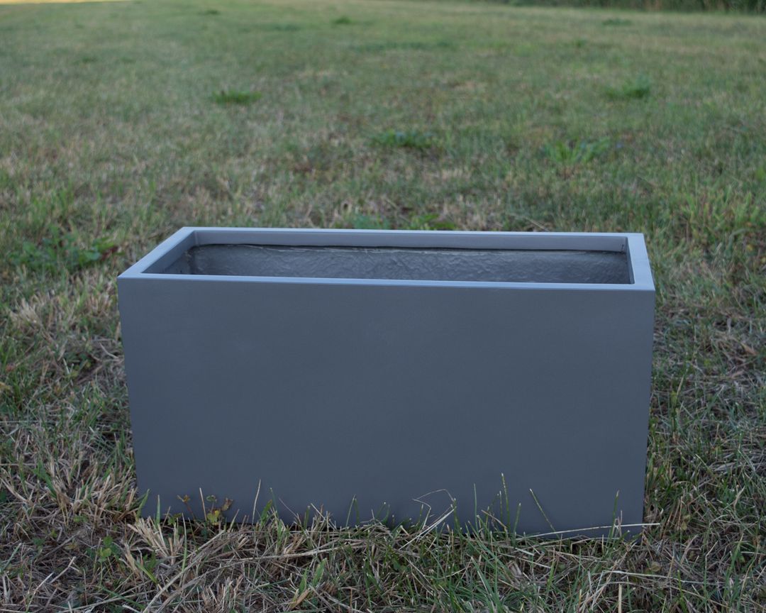 Elegant Einrichten | Pflanzkübel | Fiberglas | rechteckig | anthrazit metallic | 60x25x30cm