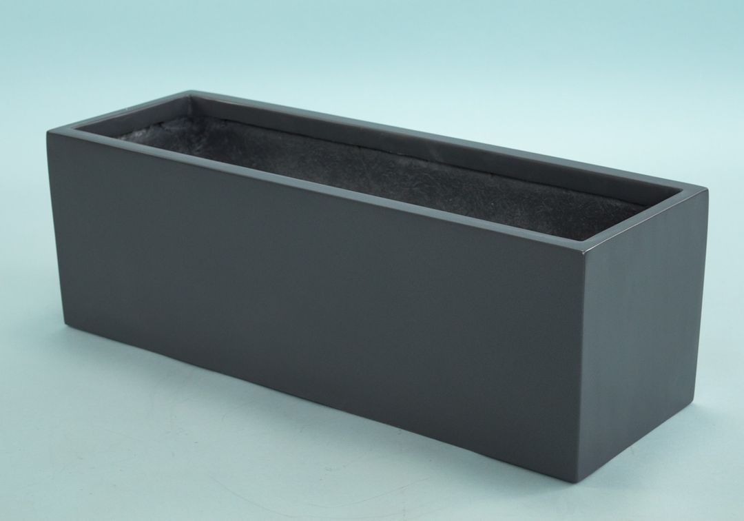 Elegant Einrichten | Pflanzkübel | Fiberglas | rechteckig | 61x21x20cm | anthrazit-Metallic