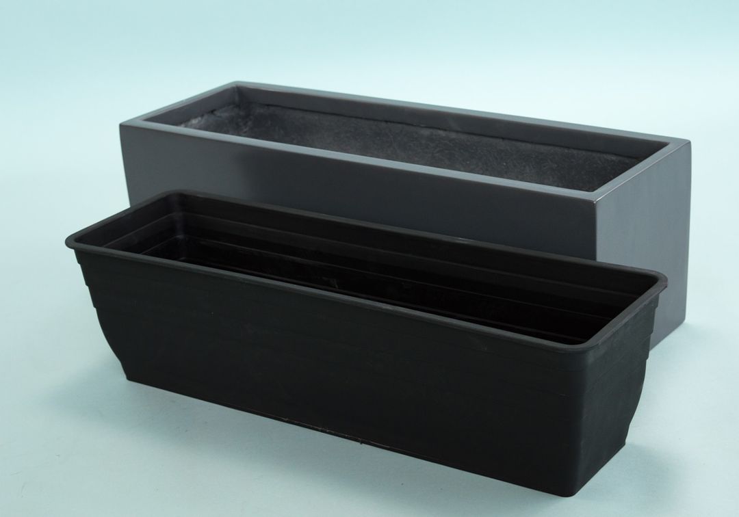 Elegant Einrichten | Pflanzkübel | Fiberglas | rechteckig | 61x21x20cm | anthrazit-Metallic
