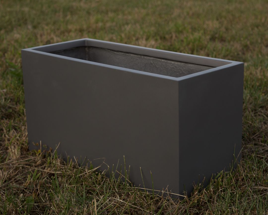 Elegant Einrichten | Pflanzkübel | Fiberglas | rechteckig | anthrazit metallic | 84x30x40cm