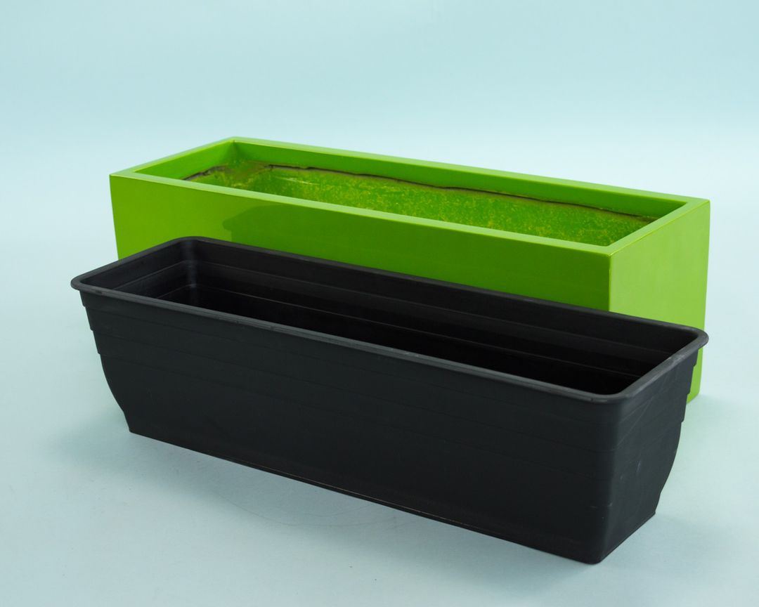 Elegant Einrichten | Pflanzkübel | Fiberglas | rechteckig | 61x21x20 | avocado | grün