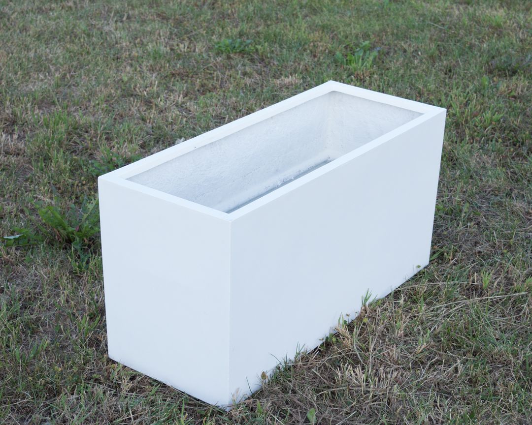 Elegant Einrichten | Pflanzkübel | Fiberglas | rechteckig | 108x40x50cm | perlmutt weiß