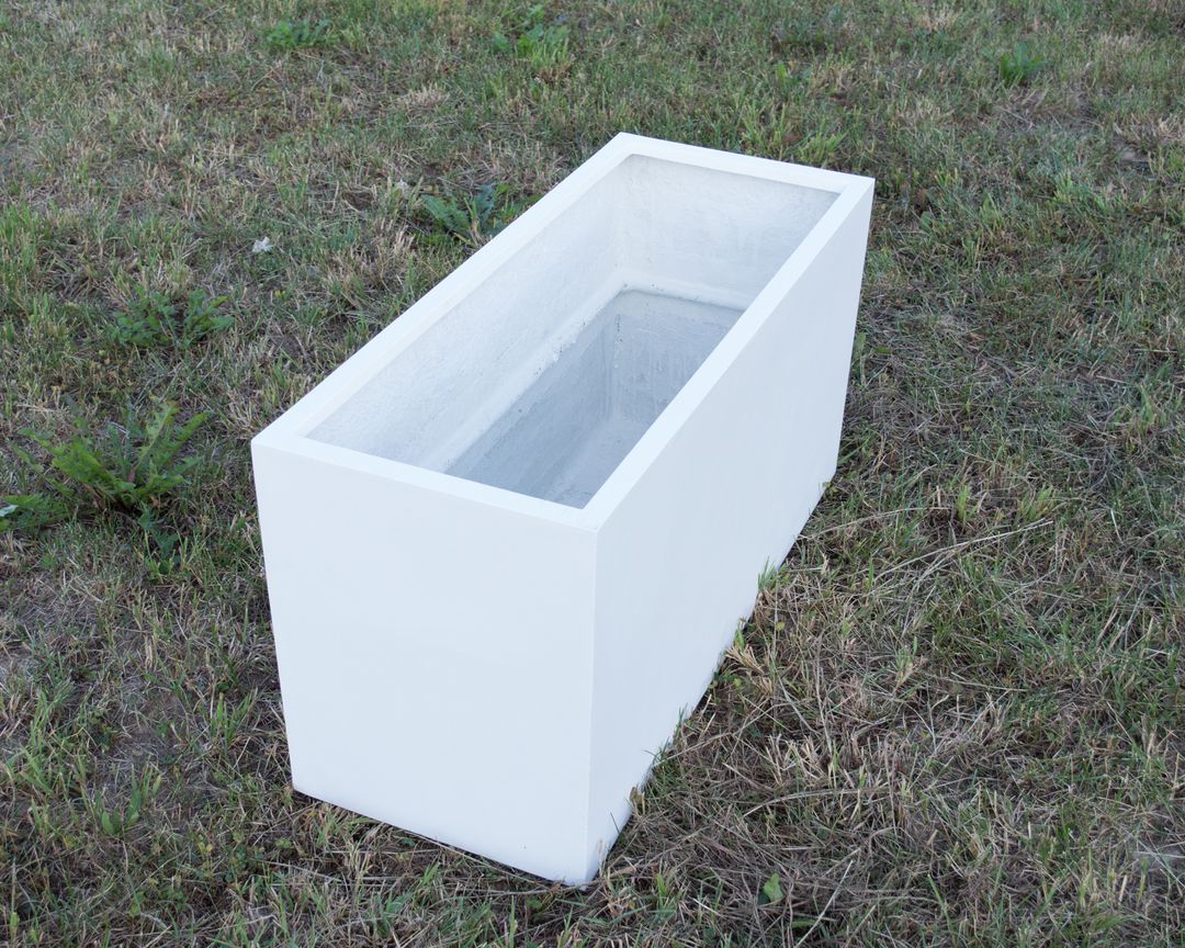 Elegant Einrichten | Pflanzkübel | Fiberglas | rechteckig | 100x40x50cm | perlmutt weiß