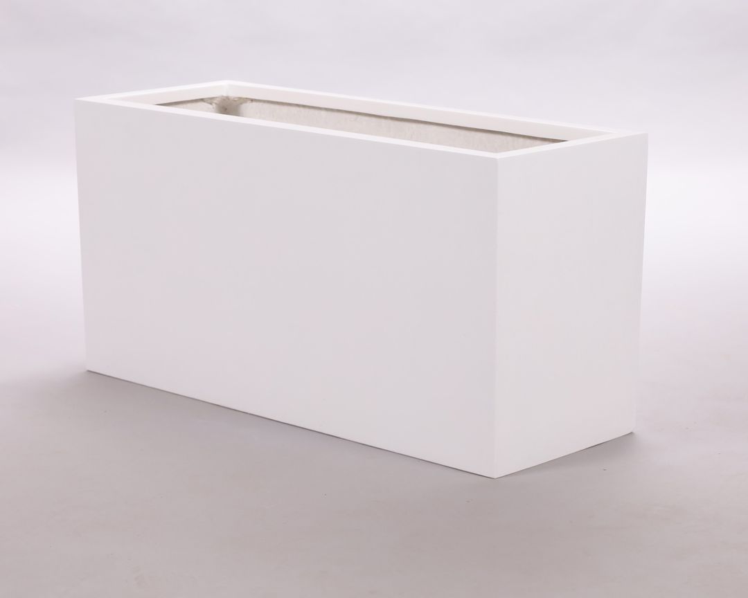 Elegant Einrichten | Pflanzkübel | Fiberglas | rechteckig | 60x25x30cm | perlmutt weiß
