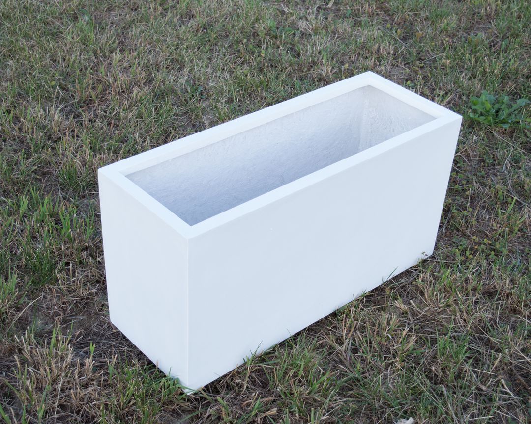 Elegant Einrichten | Pflanzkübel | Fiberglas | rechteckig | 60x25x30cm | perlmutt weiß