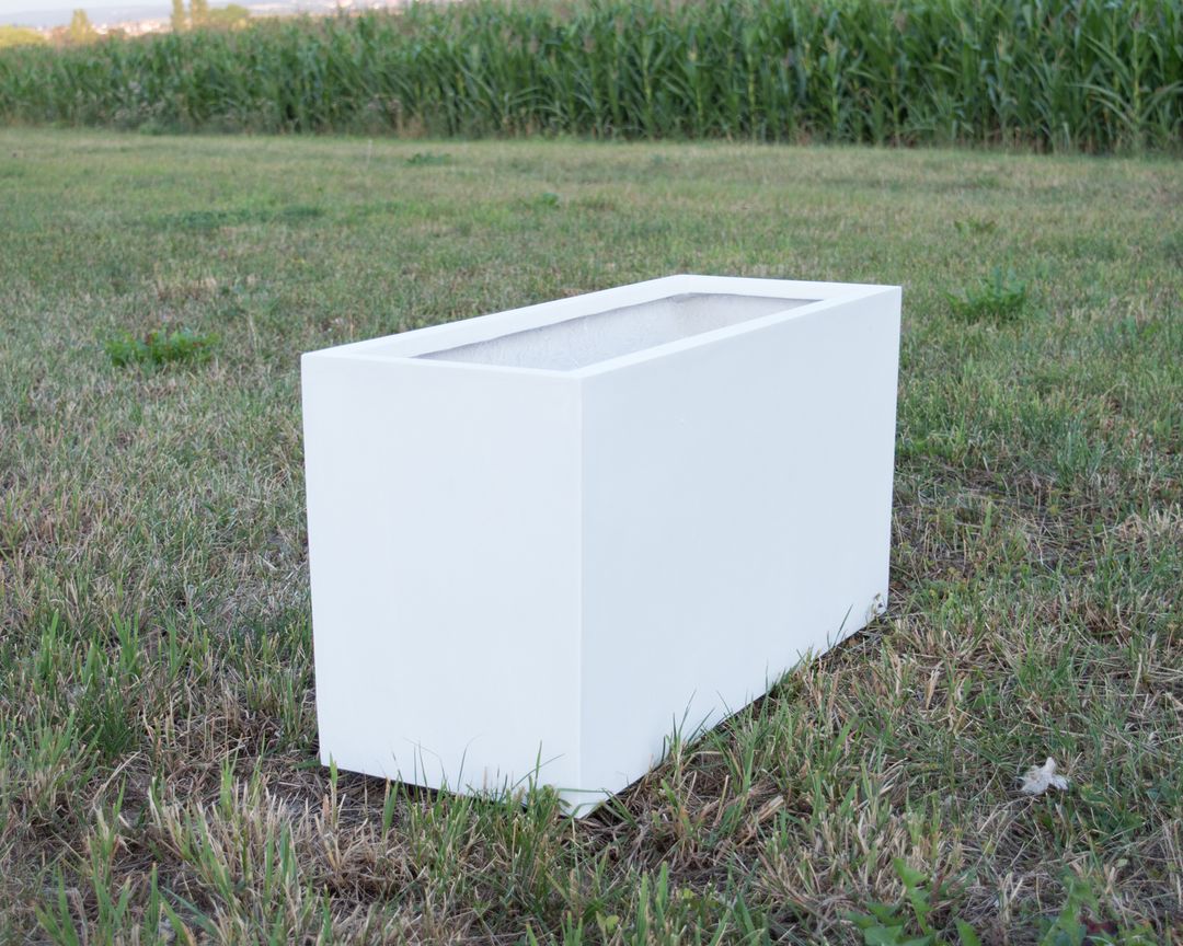Elegant Einrichten | Pflanzkübel | Fiberglas | rechteckig | 84x30x40cm | perlmutt weiß